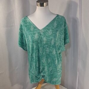 Dana Buchman Green Relaxed Tie Front Blouse